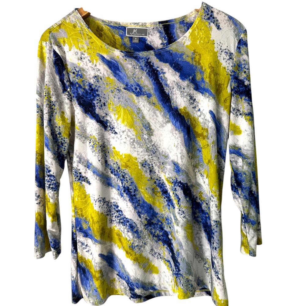 JM Collection Abstract Print Top 3/4 Sleeve Comfortable Knit Top Size S‎